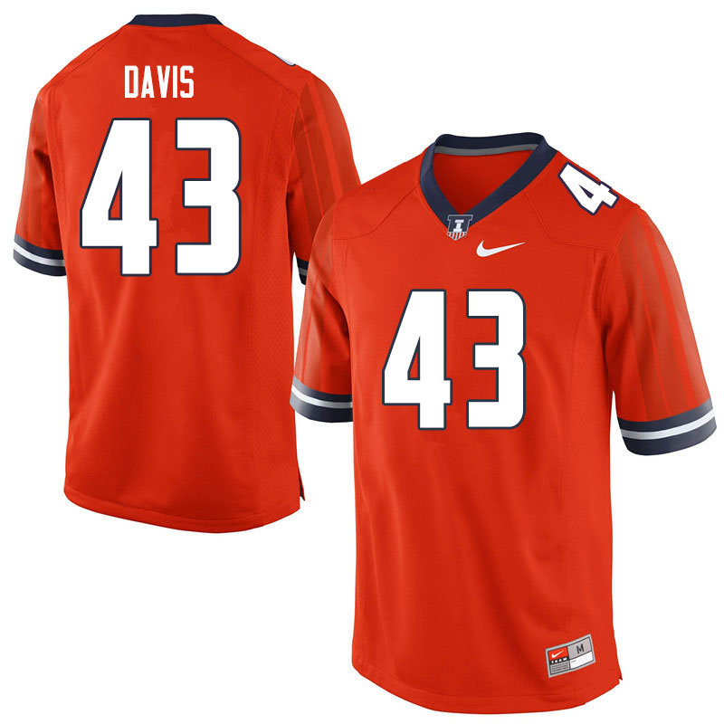 Men #43 Cooper Davis Illinois Fighting Illini College Football Jerseys Sale-Orange